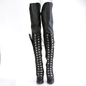 Dominatrix Heel Whip Lace Up Thigh High Boots